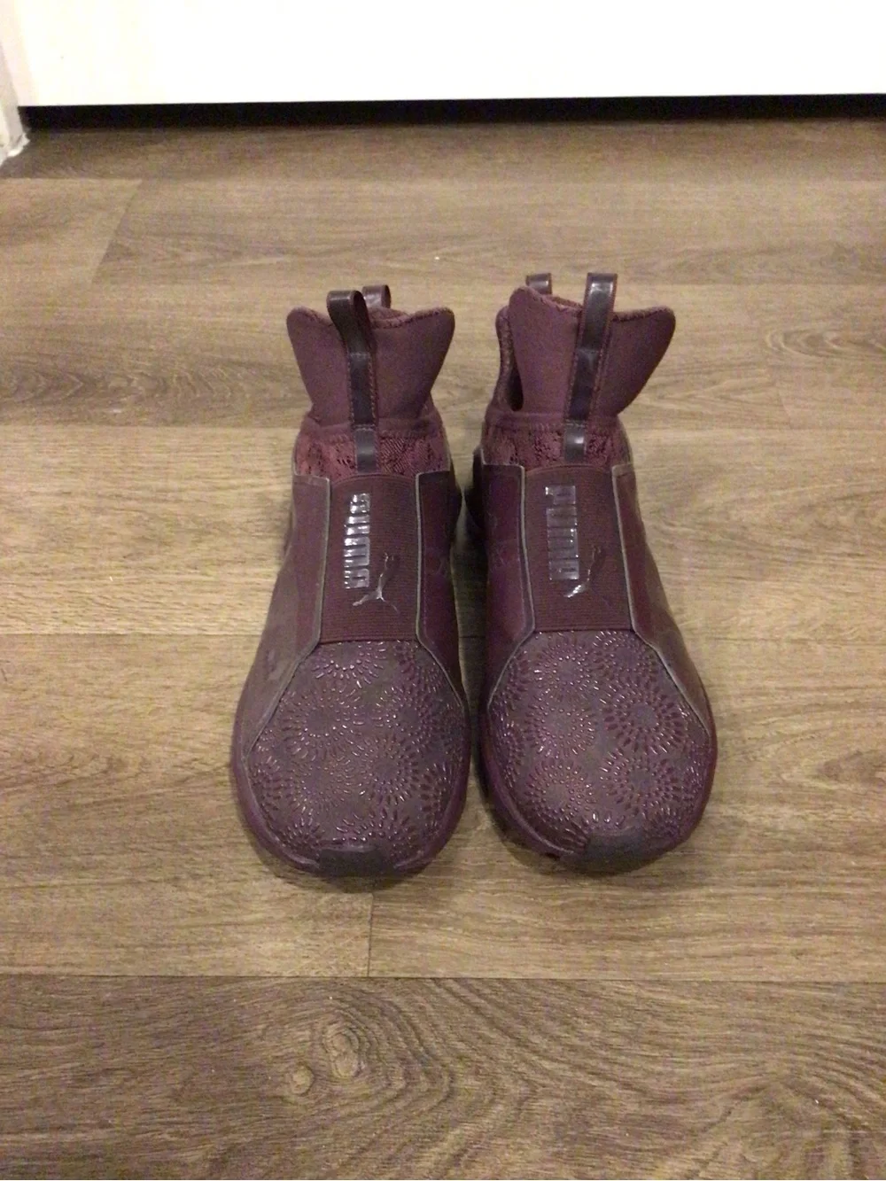 Puma X Rihanna Women's Maroon High-Top Slip-On Sneakers